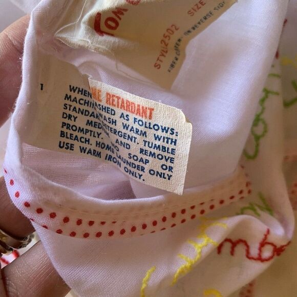 Vintage Kids's Polka Dot Pants Set Red 3T Puff Sleeves Embroidered Numbers - Picture 7 of 8